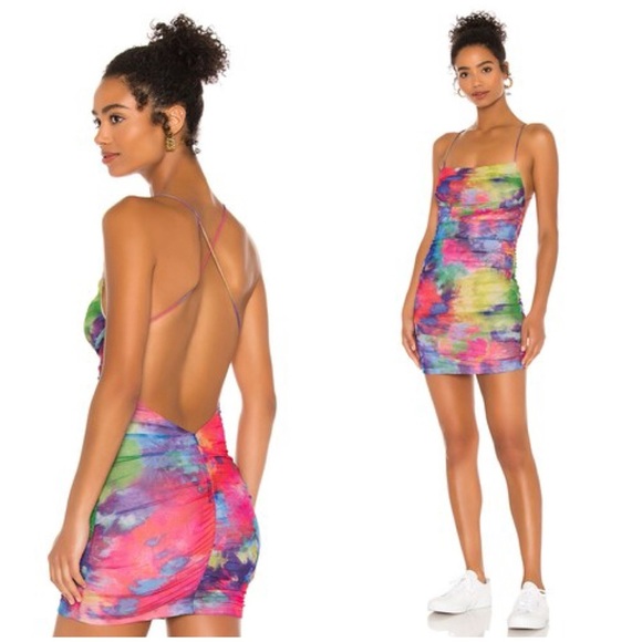 Superdown Women's Sonora Cross Back Mini Dress Colorful Open Back Sz S - Picture 9 of 9